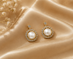 Baroque Pearl Crystal Halo Drop Studs