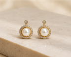 Baroque Pearl Crystal Halo Drop Studs