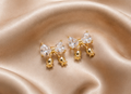 Crystal Bow & Lily of the Valley Charm Earrings