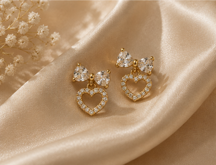 Elegant Bow and Heart Drop Earrings | MPS & Co.