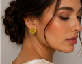 Yellow Citrine Crystal Four-Leaf Clover Stud Earrings