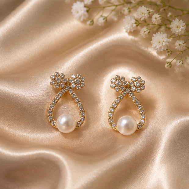 Pearl Teardrop Bow Earrings | MPS & Co.