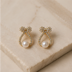 Pearl Teardrop Bow Earrings | MPS & Co.