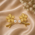 Blossom Yellow Floral Pearl Accented Stud Earrings | MPS & Co.