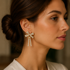 Glistening Crystal Pave Bow Dangle Earrings | MPS & Co.