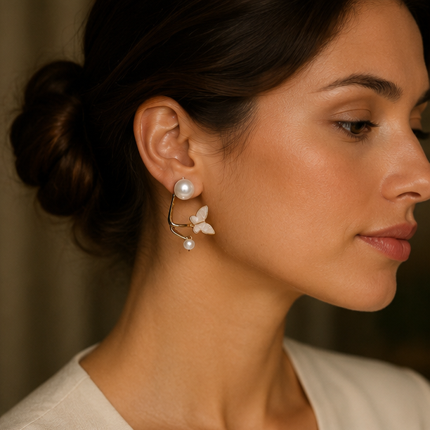 Serene Mother-of-Pearl Butterfly Open-Loop Earrings | MPS & Co.