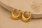 Celestial Sunburst Chunky Crescent Hoop Earrings | MPS & Co.
