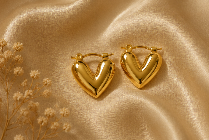 Sculpted Puffy Heart Huggie Hoop Earrings | MPS & Co.