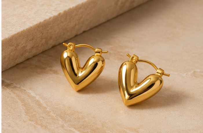 Sculpted Puffy Heart Huggie Hoop Earrings | MPS & Co.