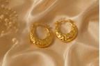 Artisanal Floral Etched Crescent Hoop Earrings | MPS & Co.