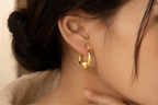 Sculpted Wheat Twist Oval Hoop Earrings | MPS & Co.