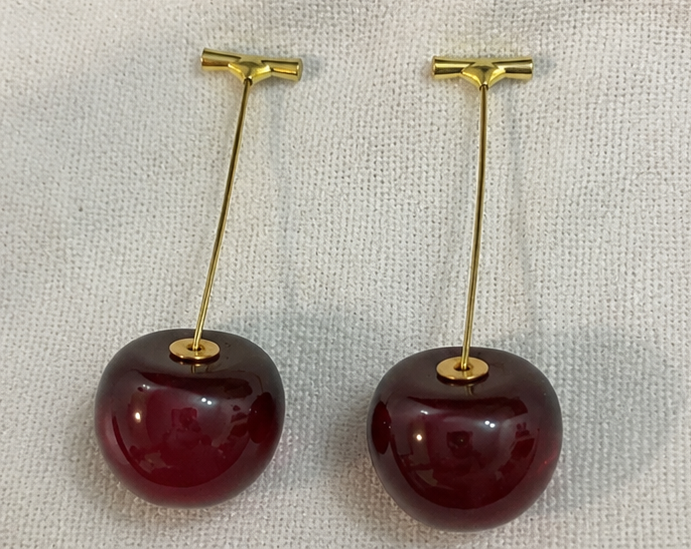 Vibrant Glossy Cherry Statement Drop Earrings | MPS & Co.