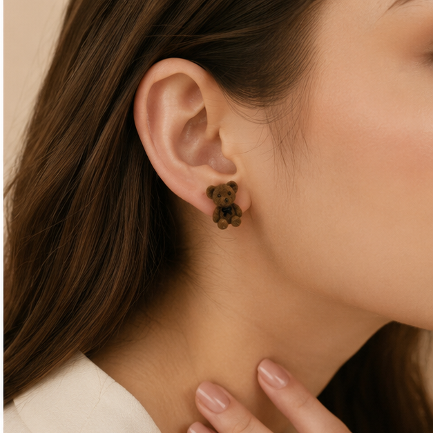 Tactile Velvet Teddy Bear Stud Earrings | MPS & Co.
