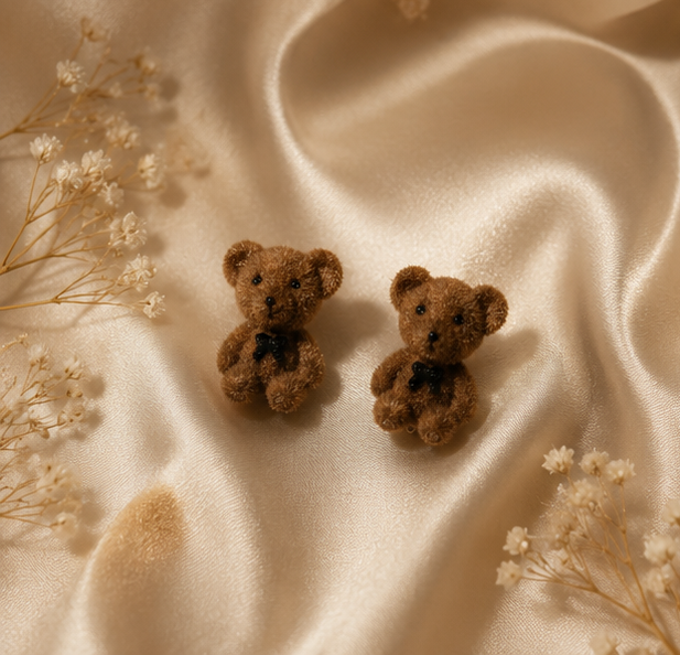 Tactile Velvet Teddy Bear Stud Earrings | MPS & Co.