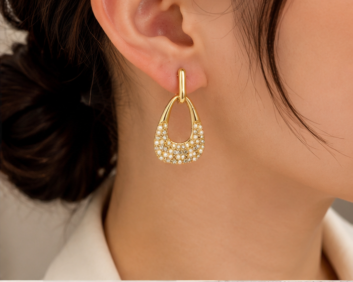 Ornate Pearl Encrusted Teardrop Hoop Earrings | MPS & Co.
