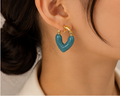 Chic Enamel Puffy Heart Huggie Earrings | MPS & Co.