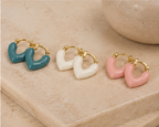 Chic Enamel Puffy Heart Huggie Earrings | MPS & Co.