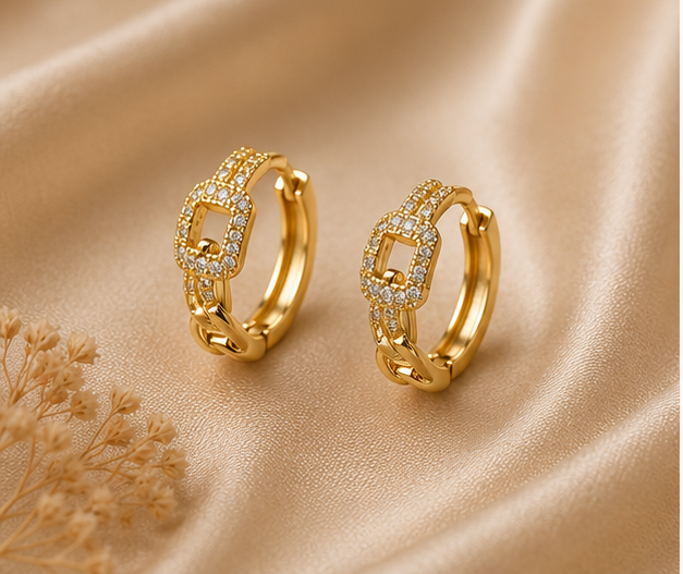 Radiant Pave Chain Link Huggie Earrings | MPS & Co.