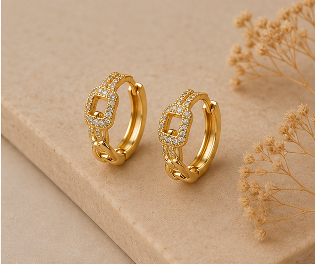 Radiant Pave Chain Link Huggie Earrings | MPS & Co.