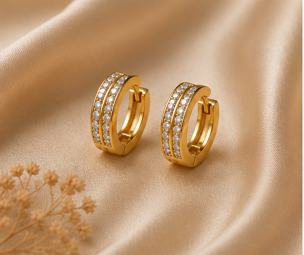 Double Row Pave Crystal Huggie Earrings | MPS & Co.