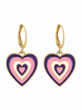 Multi-Layer Purple Enamel Heart Dangler Earrings | MPS & Co.