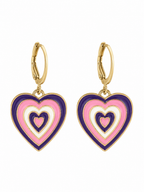Multi-Layer Purple Enamel Heart Dangler Earrings | MPS & Co.