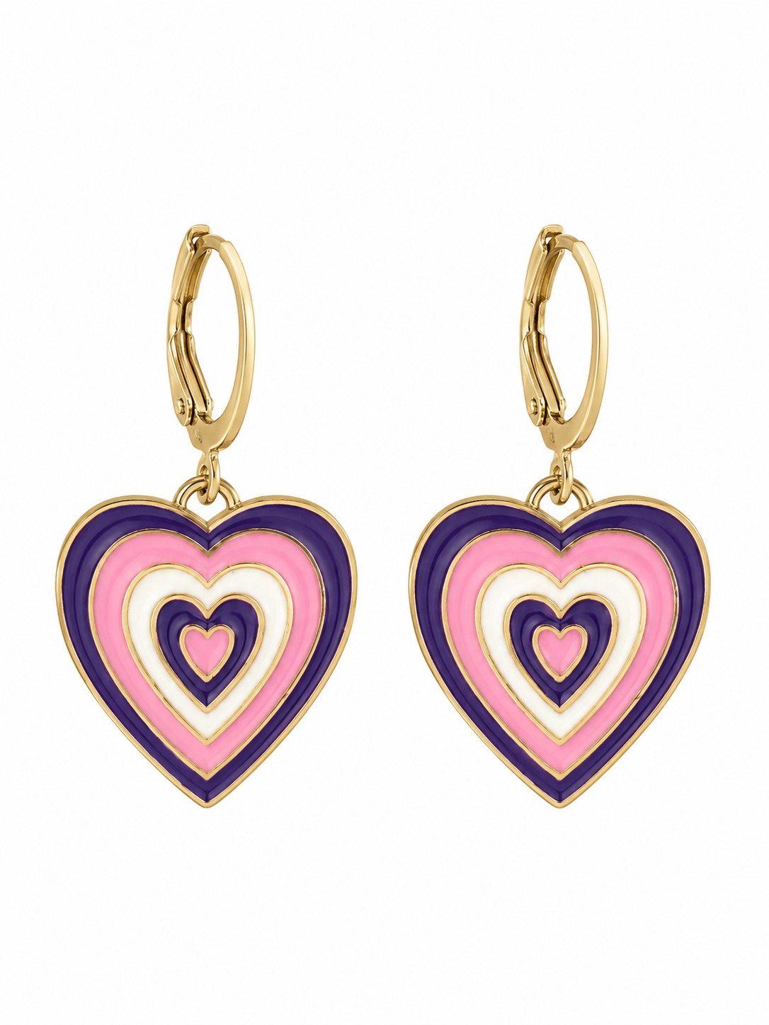 Multi-Layer Purple Enamel Heart Dangler Earrings | MPS & Co.