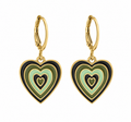 Sage & Black Layered Heart Dangler Earrings | MPS & Co.