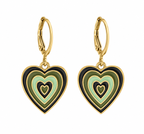 Sage & Black Layered Heart Dangler Earrings | MPS & Co.