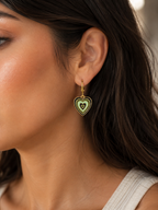 Sage & Black Layered Heart Dangler Earrings | MPS & Co.