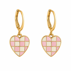 Pink Checkered Heart Dangler Earrings | MPS & Co.