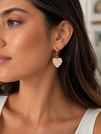 Pink Checkered Heart Dangler Earrings | MPS & Co.