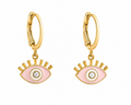 Pink Enamel Evil Eye Crystal Dangler Earrings | MPS & Co.