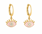 Pink Enamel Evil Eye Crystal Dangler Earrings | MPS & Co.