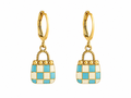 Turquoise Checkered Handbag Charm Dangler Earrings | MPS & Co.