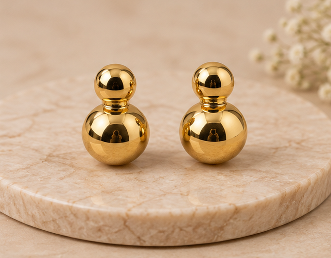 Gold Double Sphere Statement Earrings | MPS & Co.
