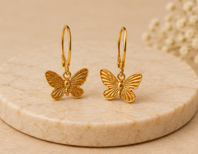 Gold Botanical Butterfly Hoop Earrings | MPS & Co.