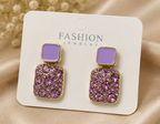 Purple Enamel and Crystal Drop Earrings | MPS & Co.