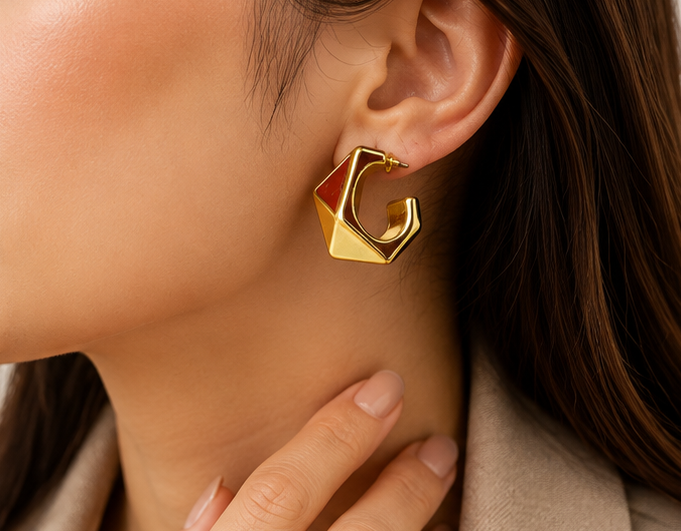 Enamel Geometric Chunky Hoop Earrings | MPS & Co.