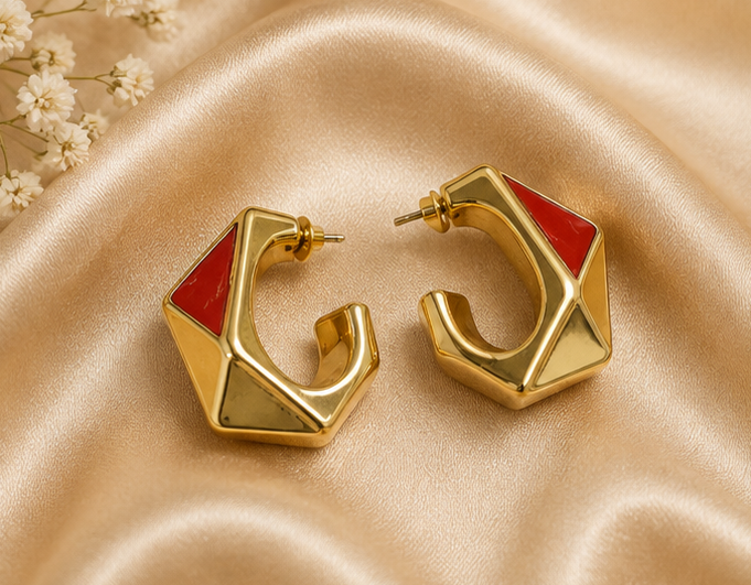 Enamel Geometric Chunky Hoop Earrings | MPS & Co.