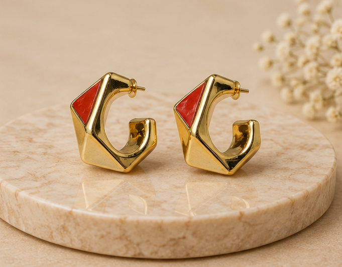 Enamel Geometric Chunky Hoop Earrings | MPS & Co.