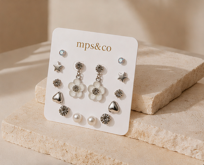 Elegant Floral Multi-Stud Earring Set of 7 | MPS & Co.