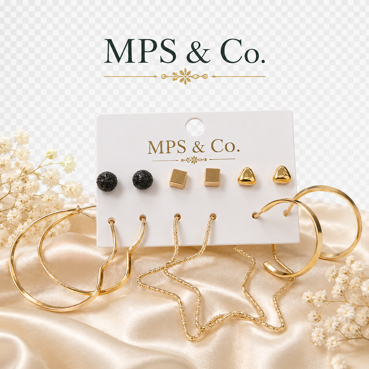 Pair of 6 - Geometric Hoop and Stud Multipack Earring Set | MPS & Co.