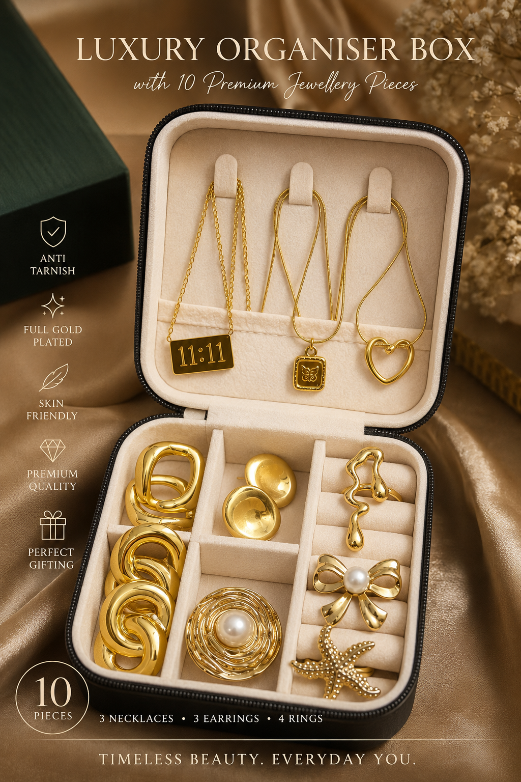 10 - Anti-Tarnish Gold Jewellery Gift Set with Travel Case | MPS & Co.