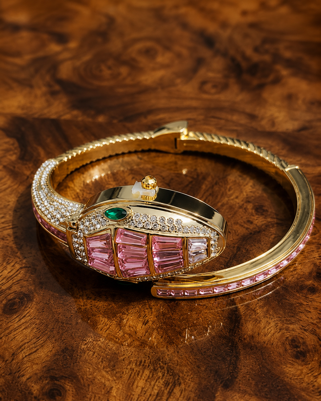 Luxury Pink Crystal Serpent Watch Bracelet | MPS & Co.