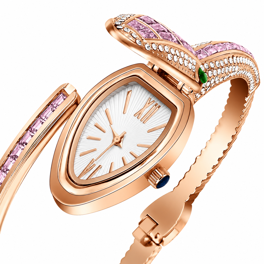 Luxury Pink Crystal Serpent Watch Bracelet | MPS & Co.