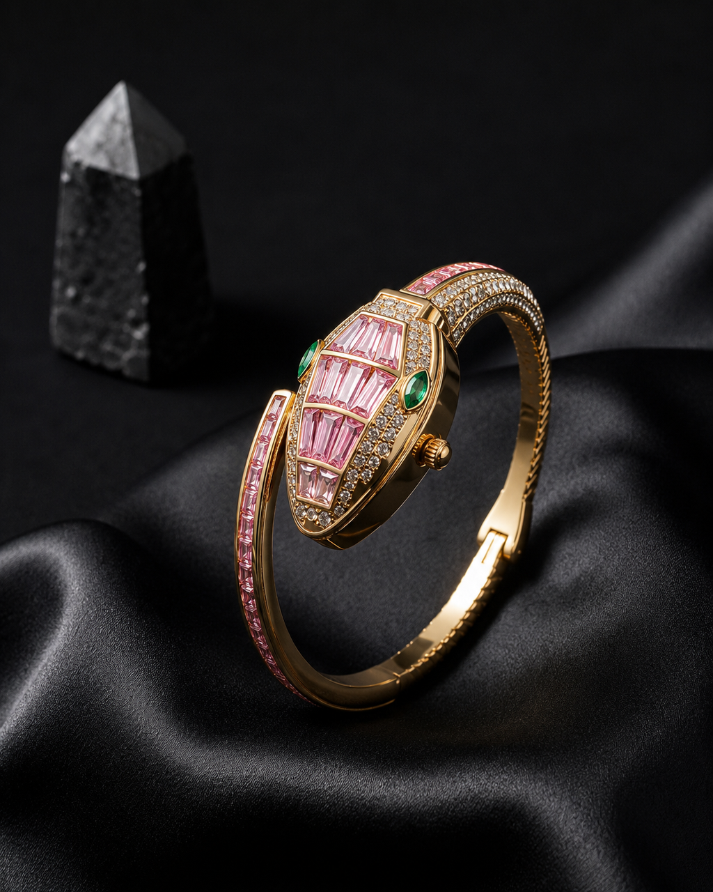 Luxury Pink Crystal Serpent Watch Bracelet | MPS & Co.