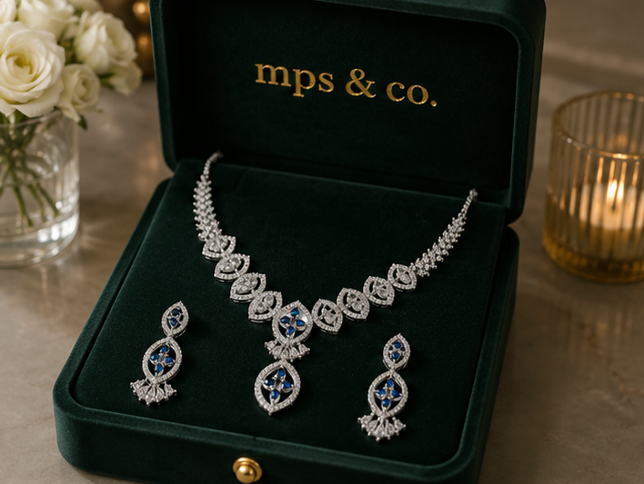 Baroque Sapphire Starburst Necklace Set