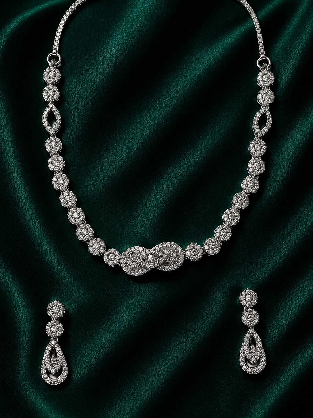 Infinity Loop Pave Symphony Necklace Set