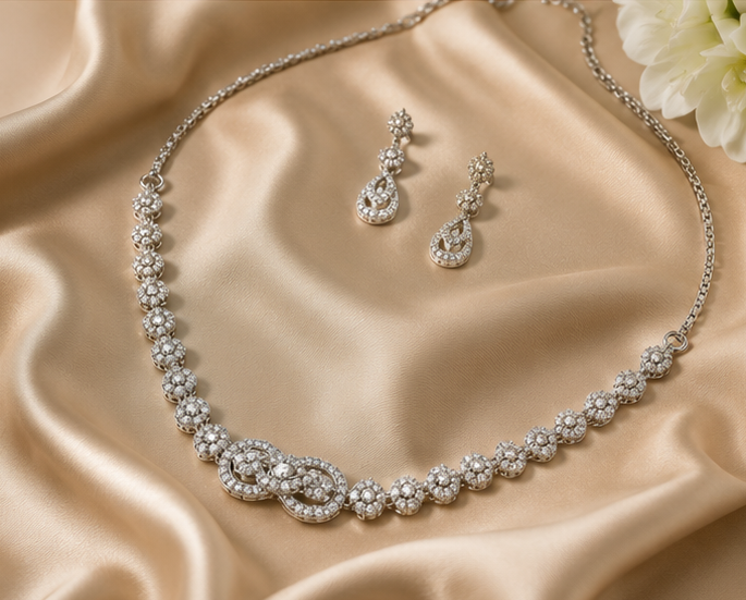 Infinity Loop Pave Symphony Necklace Set